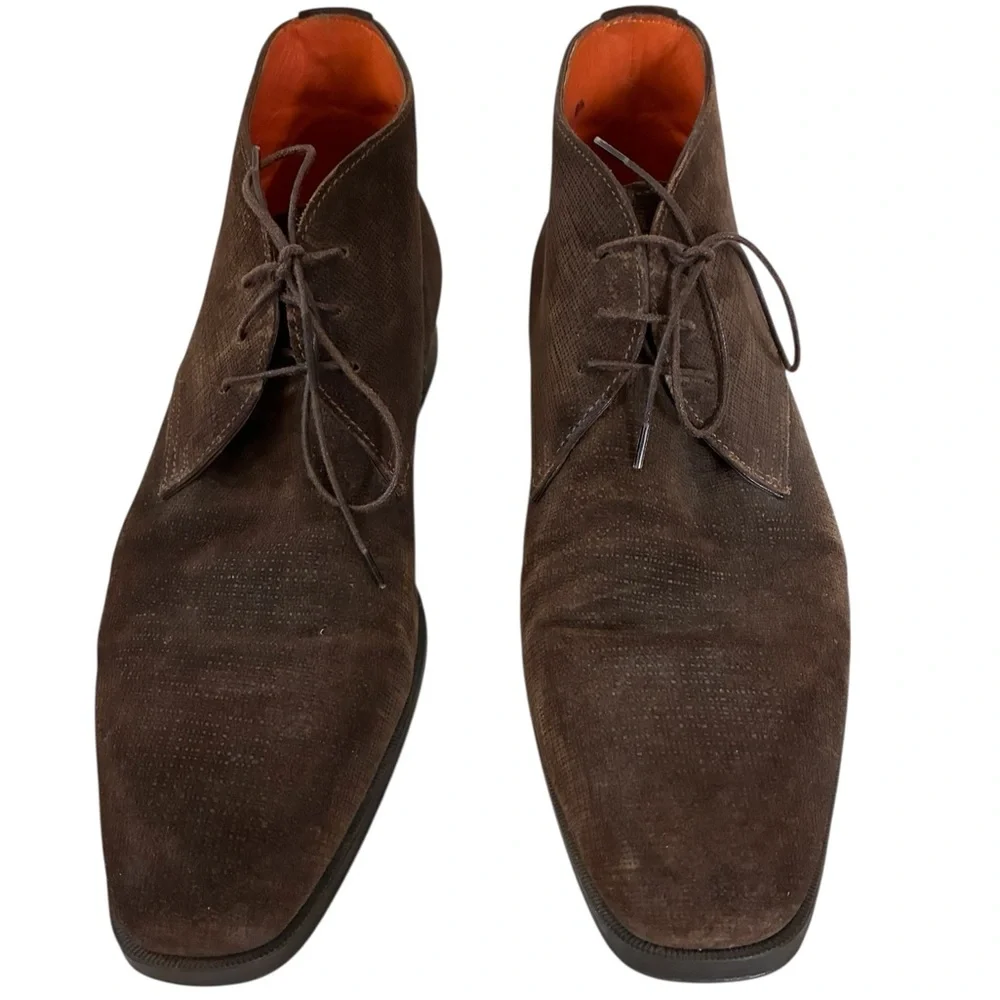 Santoni | Brown lace up chukka boot shoes